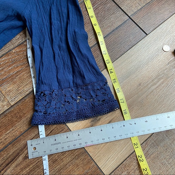 Sharagano Navy Blue Lace Detail Three Quarter Sleeve Dress Size L - Picture 9 of 9